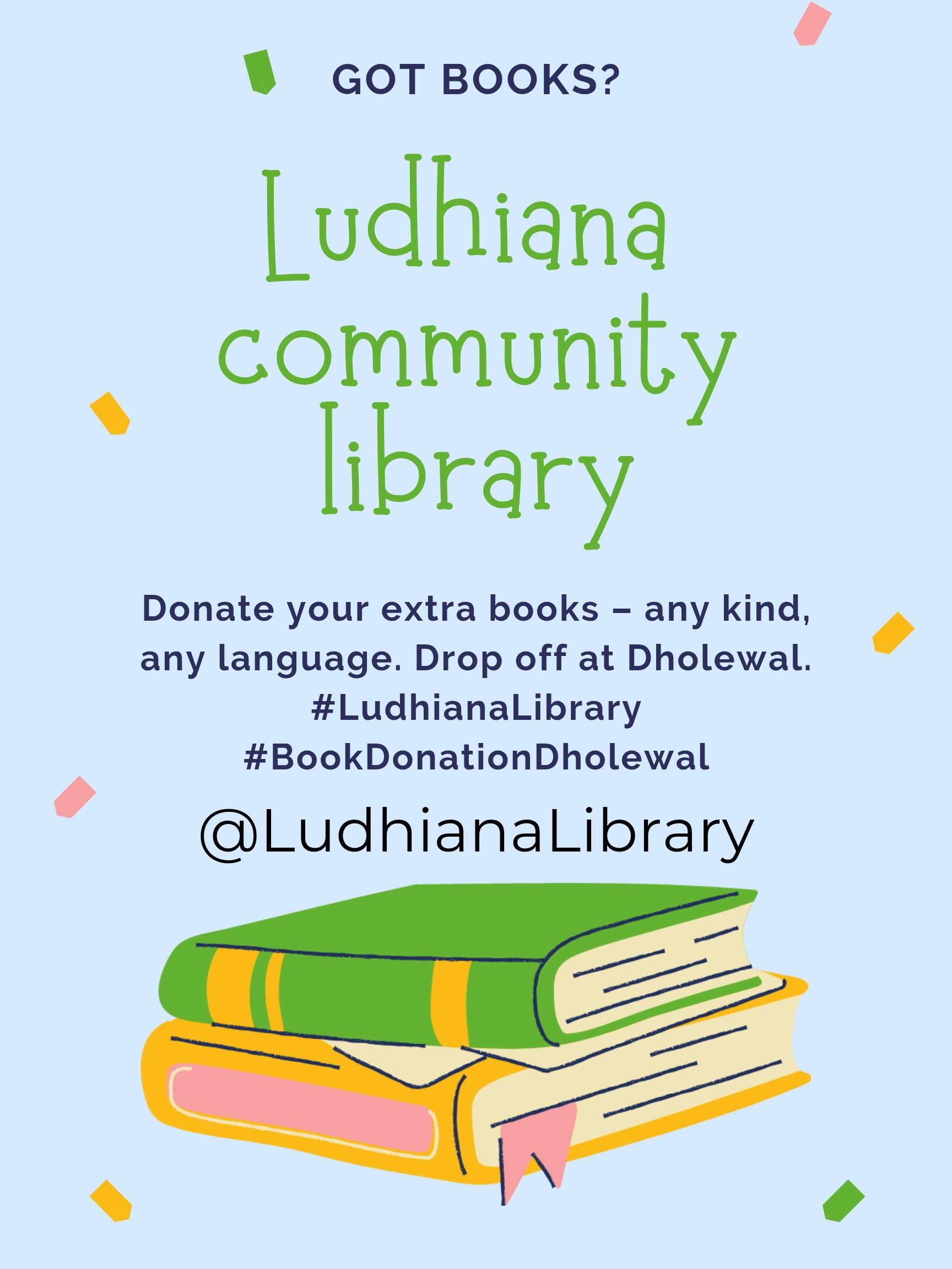 Demanding book to donate for a community library in ludhiana. @ludhianaLibrary